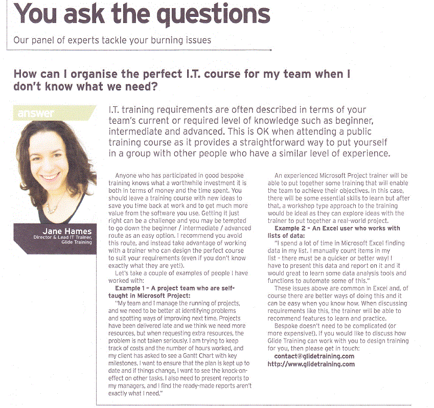 Glide Training in the media - Sussex Chamber Business Edge Magazine The Expert
